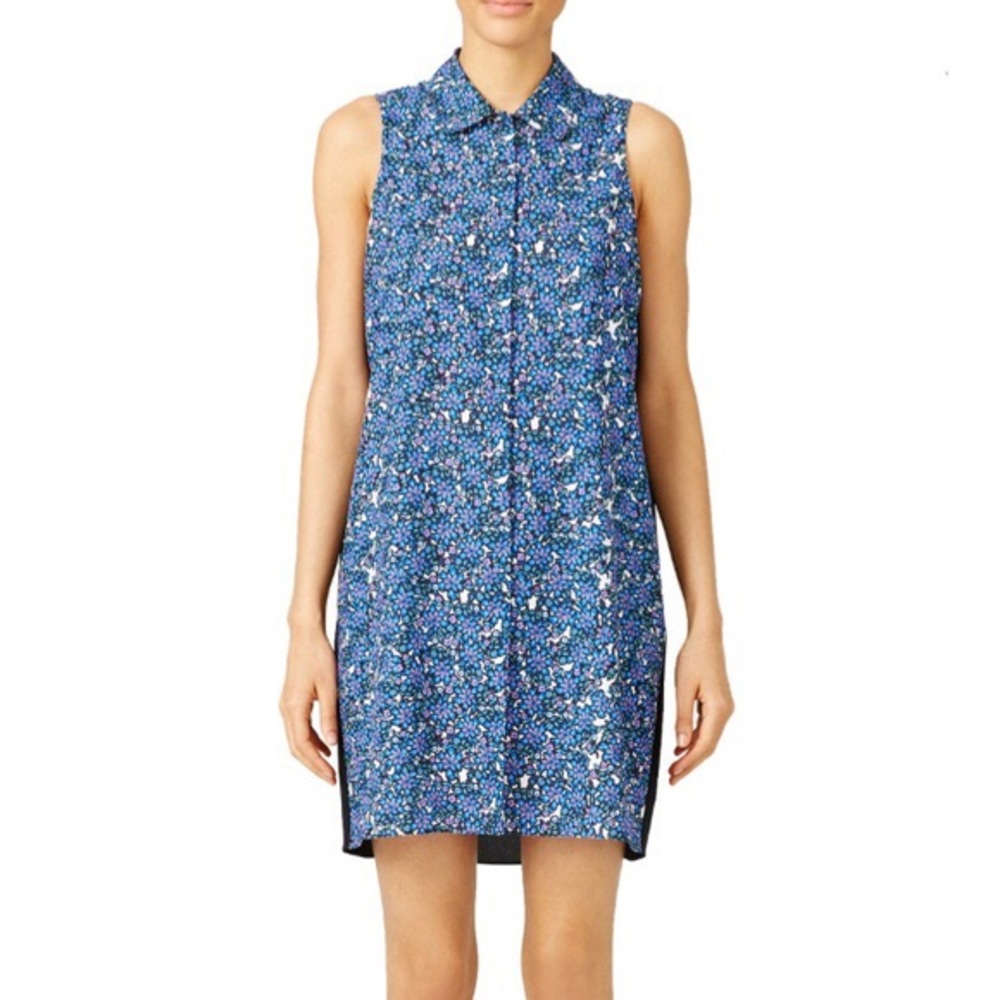 NICOLE MILLER Floral Sleeveless Shirt Dress